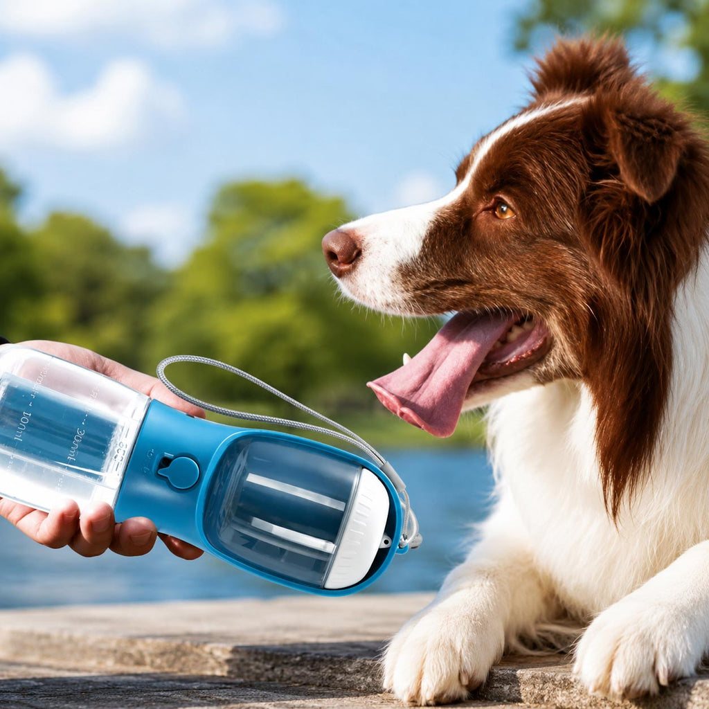 🐶 Botella portátil 3 en 1 para perritos y gatitos felices