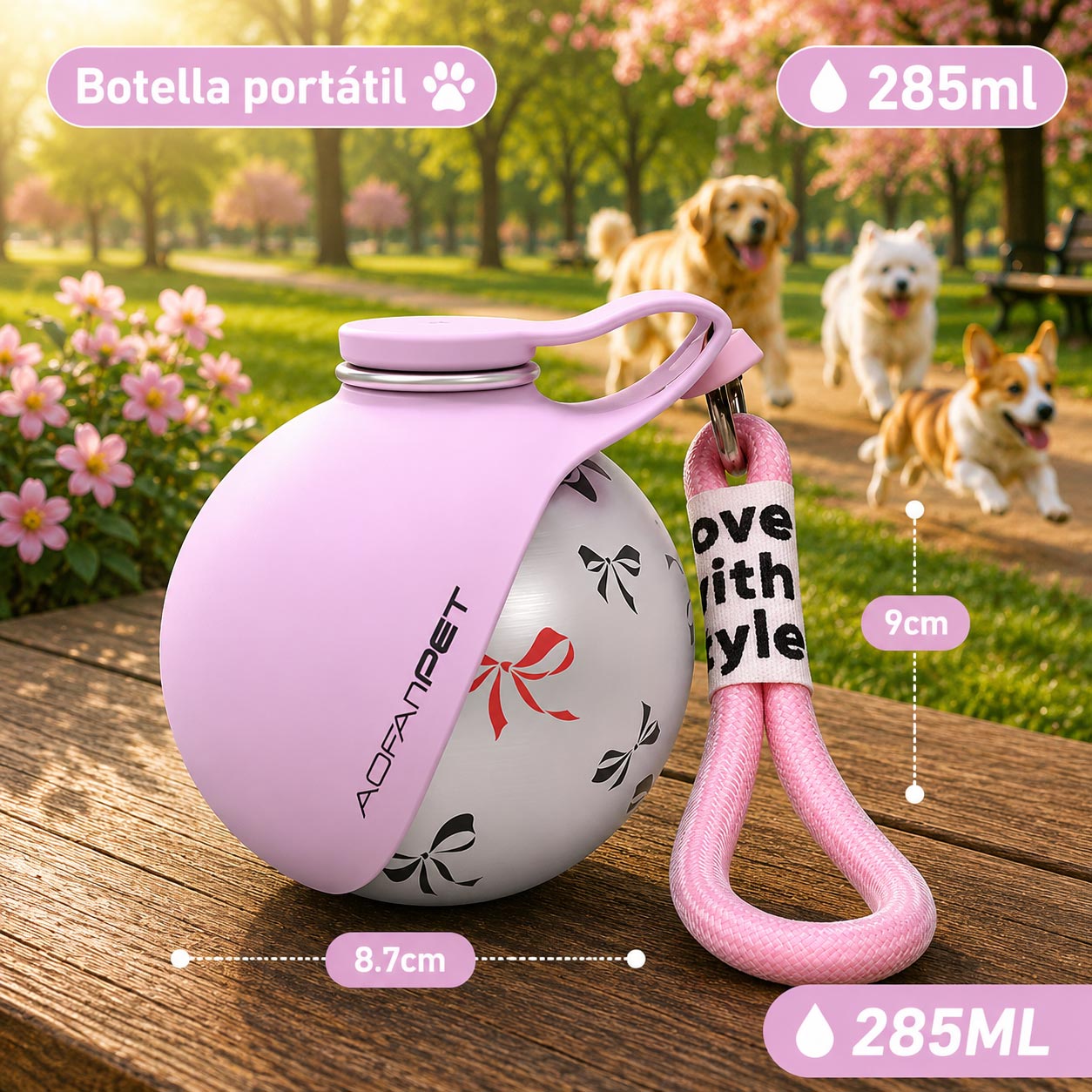 🐶 Botella portátil de acero inoxidable para perritos que aman jugar