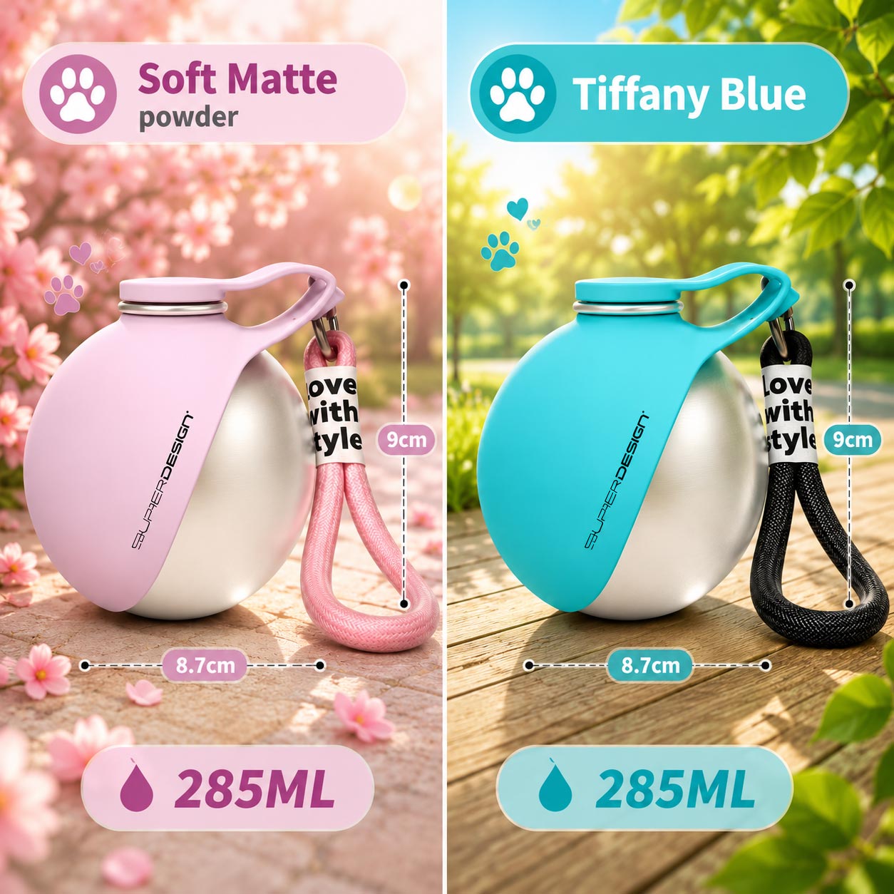 🐶 Botella portátil de acero inoxidable para perritos que aman jugar
