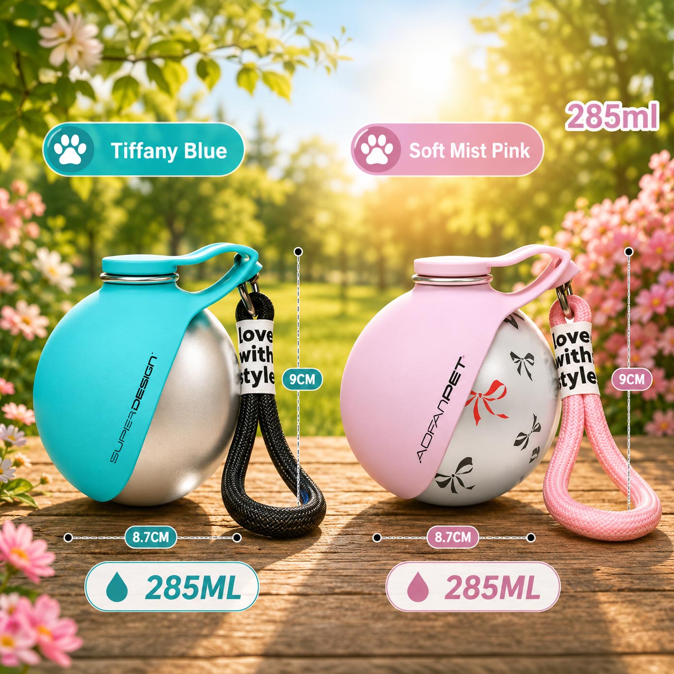🐶 Botella portátil de acero inoxidable para perritos que aman jugar